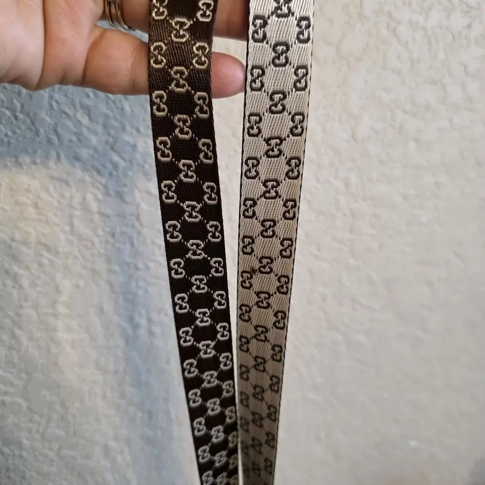 Name Badge Lanyard Designer GG Style Brown White School ID Card